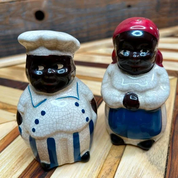 Vintage Aunt Jemima and Uncle Moses Salt Pepper Shakers Black Americana Chef - Picture 15 of 16